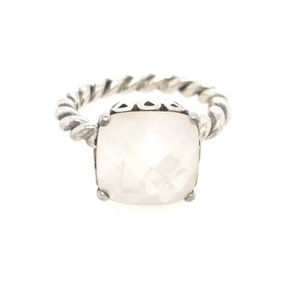 Pandora Twisted Silver Ring Mother of Pearls Sz 7 with original box Impeccable - Picture 1 of 11